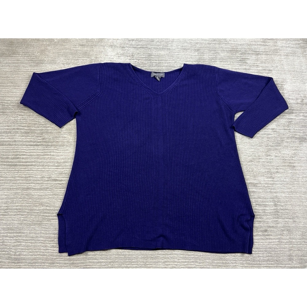 Working Classics Designs & Co Sweater Womens 26/28 Purple Stretch Vneck Casual